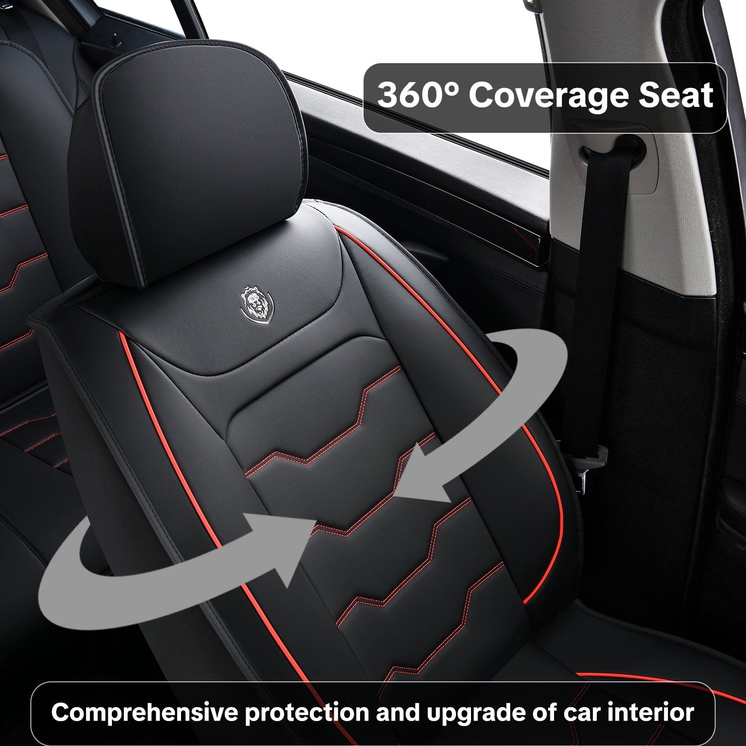 Leather Car Seat Covers, Universal Type, Suitable For Most Cars, Trucks, Suvs, And Vans, Waterproof And Non-Slip Protective Covers, Compatible With Airbags.