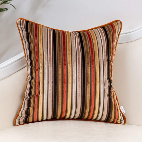 Funda de Cojín Yangest en Terciopelo a Rayas Naranja 51x51cm
