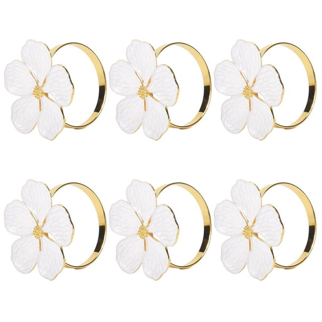 Servilleteros Juego de 6 Servilleteros Servilleteros Flores Blancas Servilleteros Hebillas Servilleteros Elegantes para la Mesa de la Cena