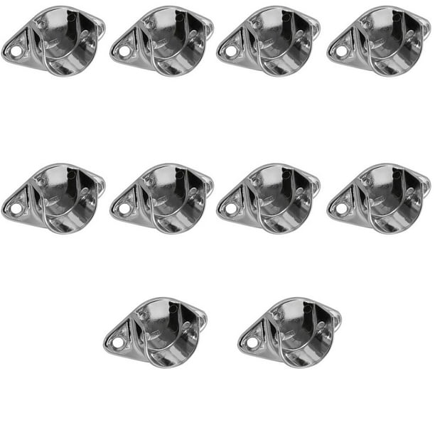 10 Pc Chrome Finish 1 1 16 Tubing U Flange Half Round Wall Flanges Retail Fixture Hanger Walmart Com Walmart Com