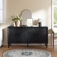 thumbnail image 2 of 60'' Sideboard Buffet Cabinet with Storage, Modern Farmhouse Console Cabinet with Sunburst 4 Doors, Unique Wooden Buffet Table with Adjustable Shelves, for Living Room, Entryway, Black, 2 of 9