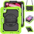 thumbnail image 1 of Case for iPad Mini 7 A17 Pro 2024/Mini 6 2021 8.3 Inch 7th/6th Gen with Screen Protector, 360 Degree Rotating Kickstand Hand Strap Shockproof Cover with Shoulder Strap, Lime, 1 of 7