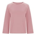 thumbnail image 6 of Diufon Casual Fall Tops for Women Round Neck Long Sleeve Pullover Tops Solid Color Blouses, 6 of 7