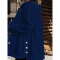 thumbnail image 4 of Chaqueta de Otoño para Mujer con Capucha, Informal, con Botones, Larga, Holgada, de , con Bolsillos. Azul Marino XL, 4 of 7
