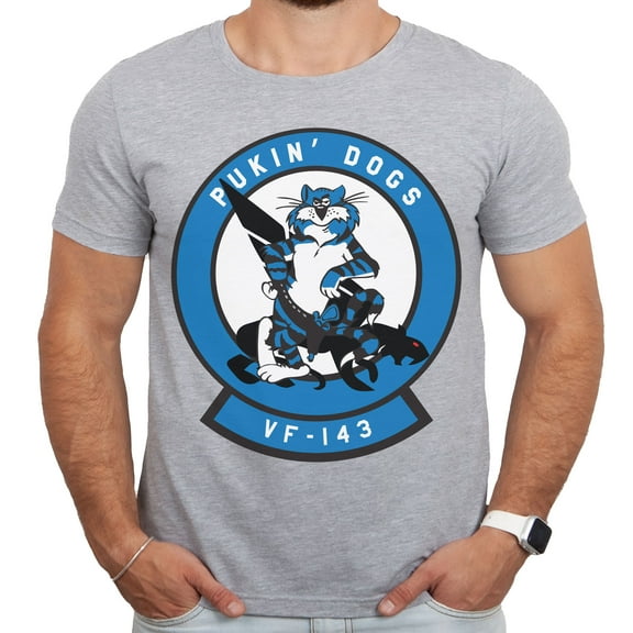 VF-143 Pukin' Dogs Tomcat Athletic Grey Adult Shirt-5XL