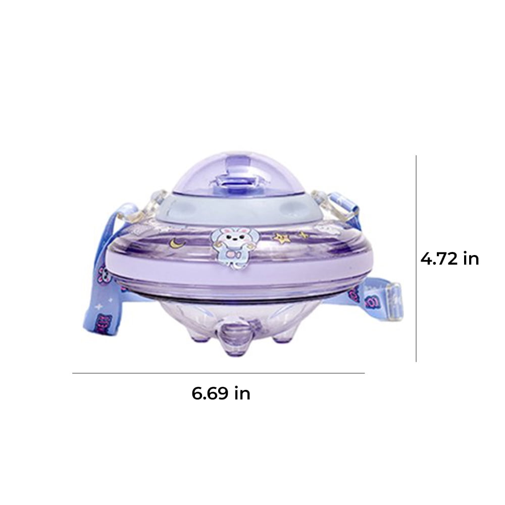 EIMELI Kids Water Bottle Drinking Cup with Cute Astronaut Stickers -Creative UFO Shape Drinking Bottle for School Kids Boys Girls, Portable and Leakproof（550ML）