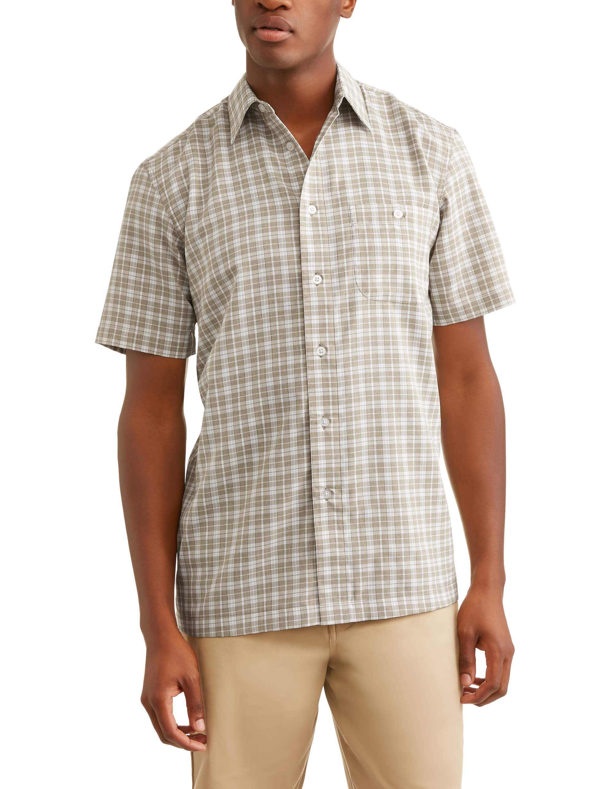 Men's and Big Men's Short Sleeve Microfiber Shirt, up to size