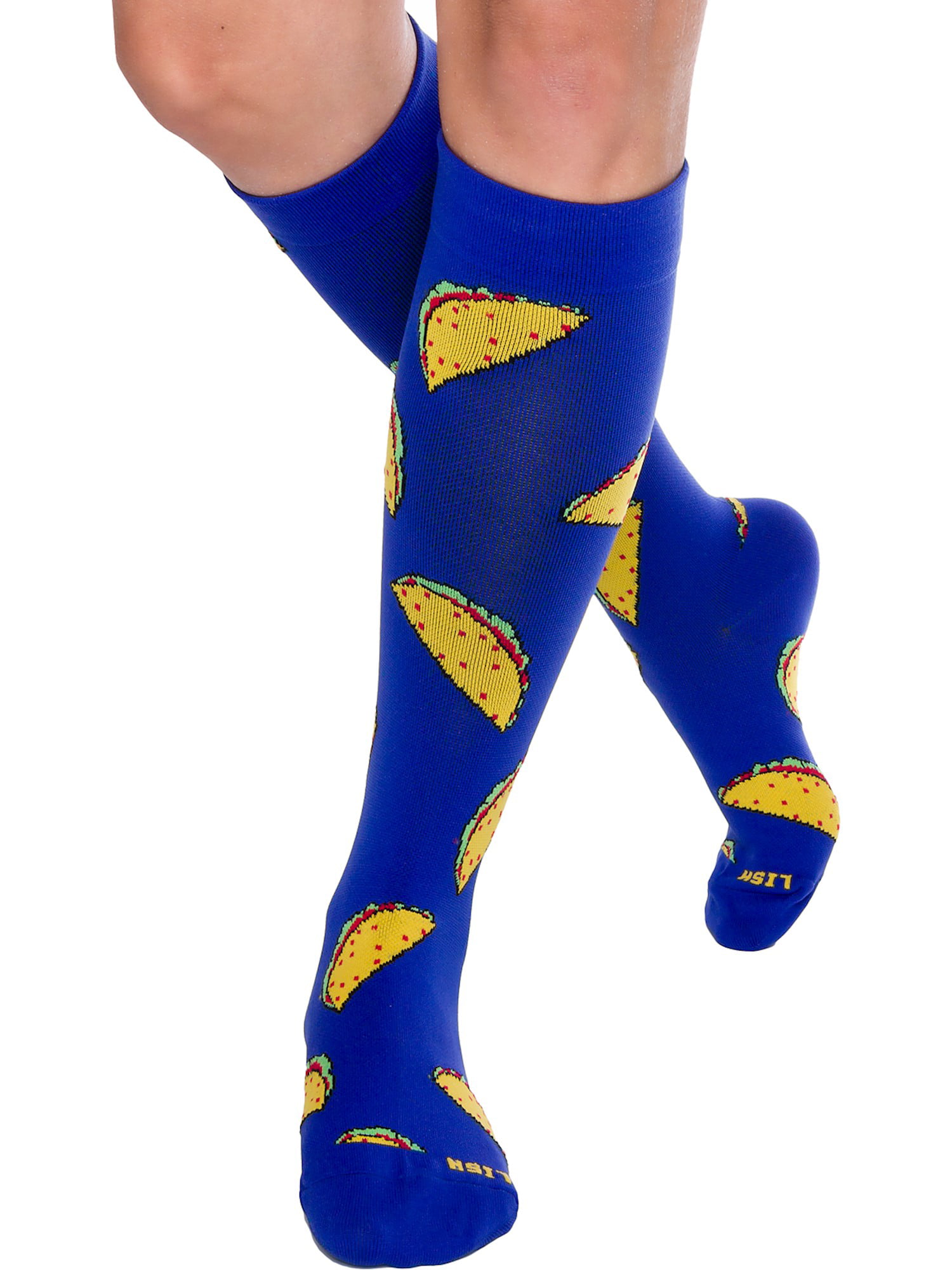 Fun Running Compression Socks LISH Graduated 15-25mmHG Colorful Knee High Sport Socks for Men and Women 