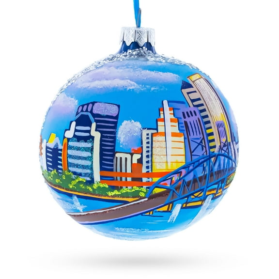 Jacksonville, Florida, USA Glass Ball Christmas Ornament 4 Inches