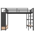 thumbnail image 5 of Mintazer Queen Size Loft Bed with Pegboard and Wardrobe, Metal Platform Storage Bed with 2 Drawers & 4 Shelves for Bedroom Dorm, Black, 5 of 11