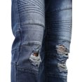 thumbnail image 5 of Ma Croix Mens Biker Jeans Distressed Ripped Zipper Straight Slim Fit Stretch Denim Pants, 5 of 6