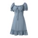 thumbnail image 3 of VISgogo Vestido de verano para mujer, vestido corto de corte bajo liso con lunares jacquard de manga corta, trajes de dobladillo con volantes de cintura alta para mujer VISgogo  moda, 3 of 9