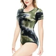thumbnail image 4 of CutiePlusU Cotton Button Crotch Bodysuits Adult Romper Onesie- Irregular Tie Dye Unisex Black S, 4 of 5
