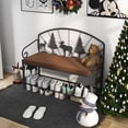 thumbnail image 5 of Industrial Shoe Rack Bench for Entryway, Rustic Upholstered Storage Bench with Shelves, Space-Saving for Small Spaces, 5 of 9
