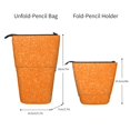 thumbnail image 2 of Xecao Orange Glitter2 Print Telescopic Pencil Bag Pen Holder Pop Up Stationery Case Stand-up Retractable Transformer Bag Standing Organizer, 2 of 6
