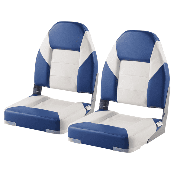 High Back Folding Boat Seat 21.85 Inch Thickened Sponge Padding Captain Chair for Fishing Sightseeing Speedboat Canoe 2 Pack