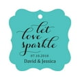thumbnail image 1 of Darling Souvenir Custom Let Love Sparkle Wedding Hang Tags Personalized Fancy Frame Paper Tags -Turquoise-100 Tags, 1 of 1