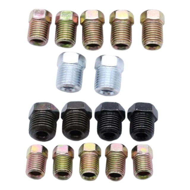 16-Pack Inverted Tube Nuts 10x 3/8"-24 2x 1/2"-20 Connector Fit for 3/16 inch Tube Brake Line Accessories Replacement