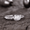 thumbnail image 3 of HeartsAndYou 1.2ct Oval Cut Moissanite Engagement Ring for Women 18k White Gold Over Silver East West Solitaire, 3 of 8