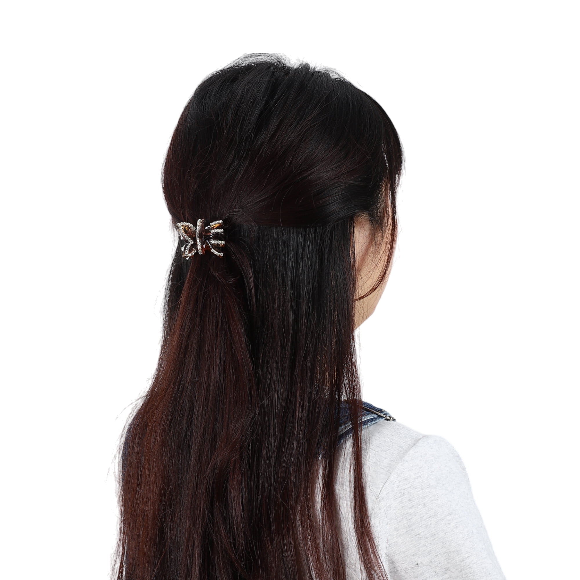 NOMADIC NOOK Women's Classic Bow Rhinestones Hair Clips 1.42"x1.18"x1.02" Brown Black 4 Pcs