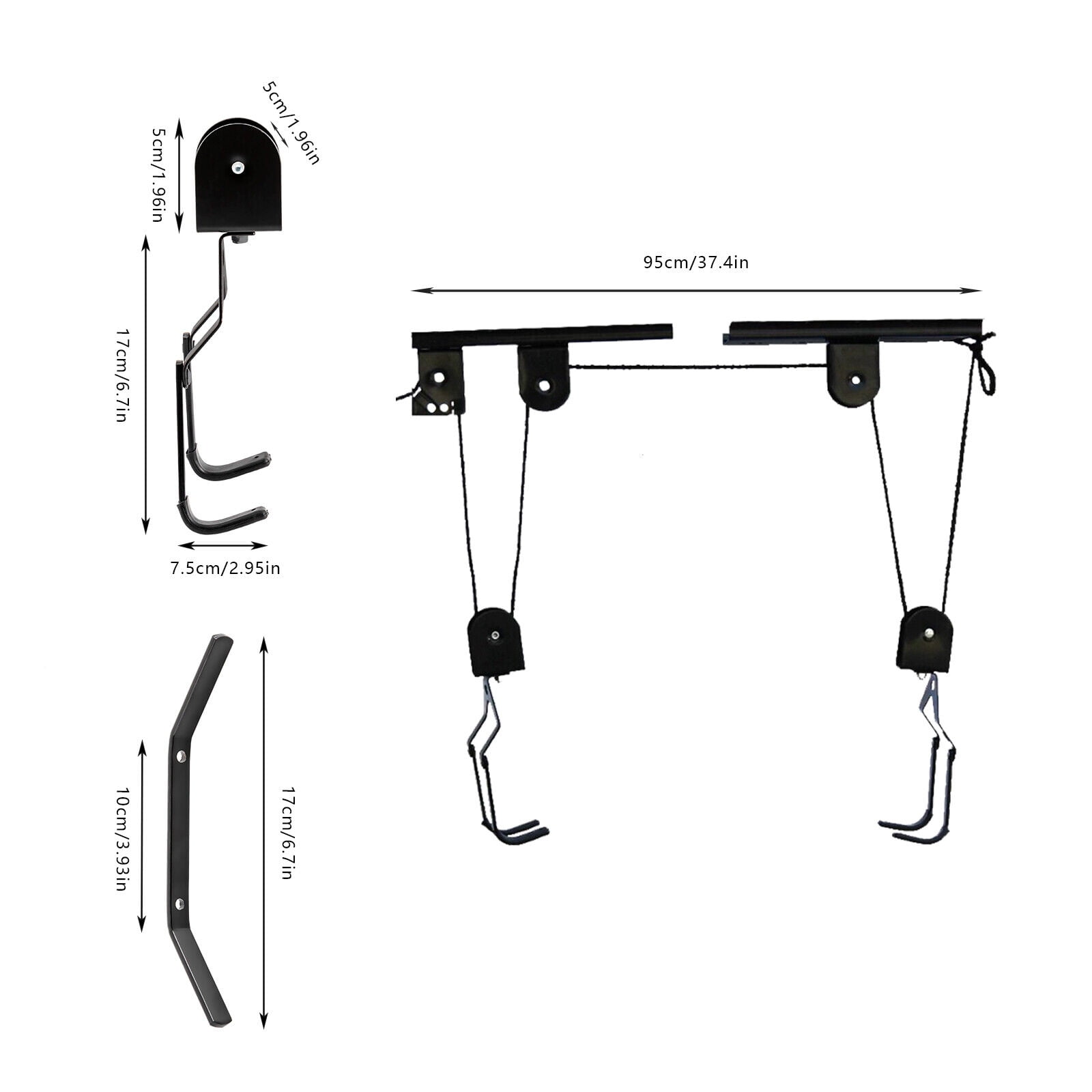 Relaxdays Bike Storage, Ceiling Mount Lift, Load Up To - View #3