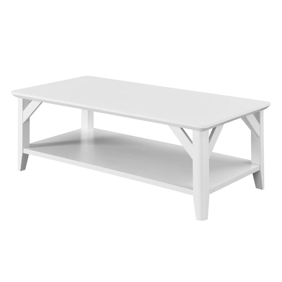 Convenience Concepts Winston Coffee Table with Shelf, White