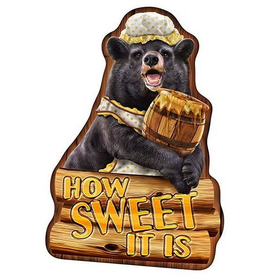 How Sweet It Is Bear Novelty Sign | Indoor/Outdoor | Funny Home Décor for Garages, Living Rooms, Bedroom, Offices | SignMission personalized gift Wall Plaque Decoration