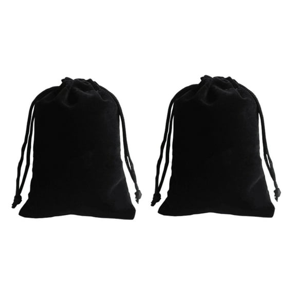 MERRYHAPY Black Velvet Pouches for Small Items and Beads Storage, 2 Pieces, Soft Drawstring Bags for Jewelry and Accessories
