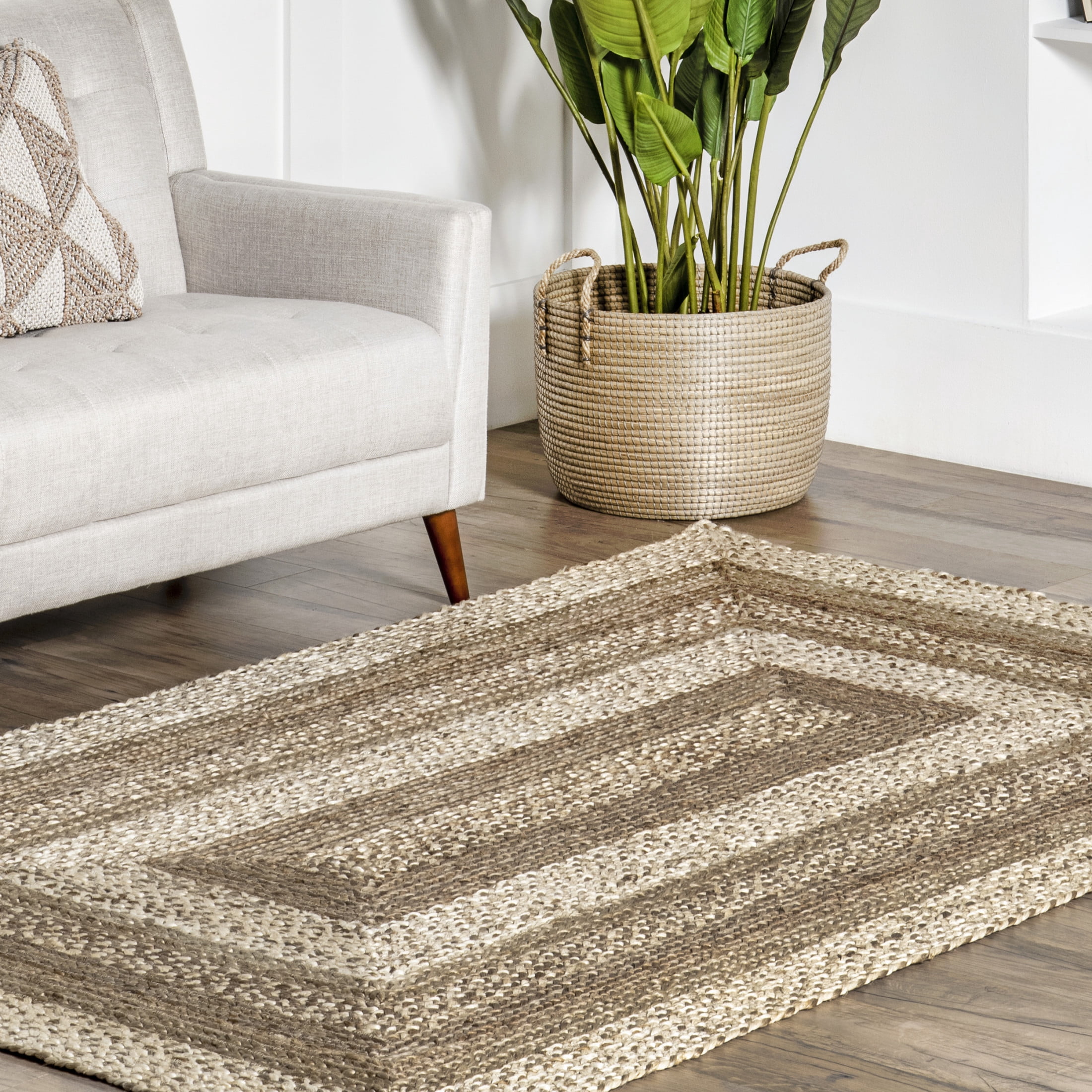 nuLOOM Charlene Braided Border Jute Area Rug, 7' 6" x 9' 6", Charlene Natural