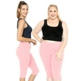 thumbnail image 2 of Stretch Is Comfort Women's Cotton/Spandex Plus Size Knee Length Leggings Light Pink 4X, 2 of 6
