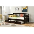 thumbnail image 3 of Royard Oaktree Twin Size Daybed with Twin Trundle, Wood Sofa Bed Frame with Slats Support, Espresso, 3 of 7