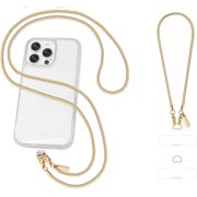 Gold Phone Chain Crossbody Strap Set with 2 Tether Tabs Metal Universal Lanyard for Women's Outdoor Activities Shopping Daily