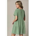 thumbnail image 3 of MBJ WDR2354 Women Short Sleeve Tunic Dress V Neck Casual Loose Flowy Swing Shift Dresses L SAGE, 3 of 6