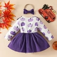 thumbnail image 6 of Jkety Baby Girl Clothes Kids Toddler Baby Girl Halloween Outfit Puff Sleeve Pumpkin Embroidery Plaid Smocked Dress Fall Party Dress(Purple,6-12 Months), 6 of 7