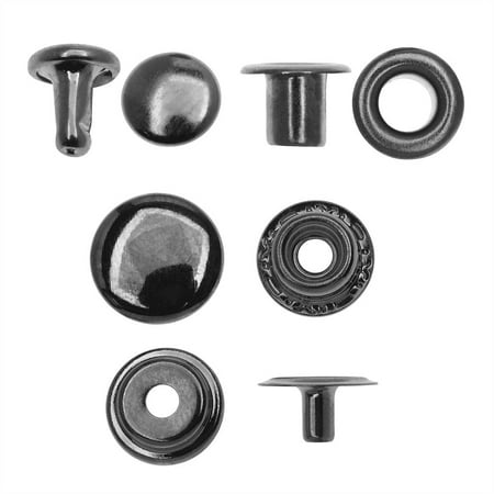 Hardware Metal Plate - Create Recklessly, Eyelet / Rivet / Snap Hardware Kit for Leather, 58 Total Pieces, Gun Metal Plated