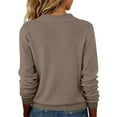 thumbnail image 4 of Lumtrix Women's 2026 V Neck Sweater Long Sleeve Fashion Knitted Pullover Fall Sweaters Tops Loose Collared Shirt Camel 2XL, 4 of 6