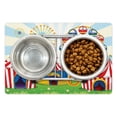 thumbnail image 1 of Ferris Wheel Pet Mat for Food and Water, Illustration of a Carnival with Striped Tents Ring of Fire Starbursts Pattern, Non-Slip Rubber Mat for Dogs and Cats, 18" X 12", by Ambesonne, 1 of 2
