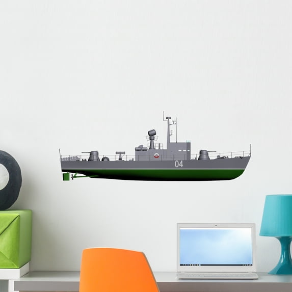 War Ship Wall Decal by Wallmonkeys Peel and Stick Graphic (24 in W x 18 in H) WM157316