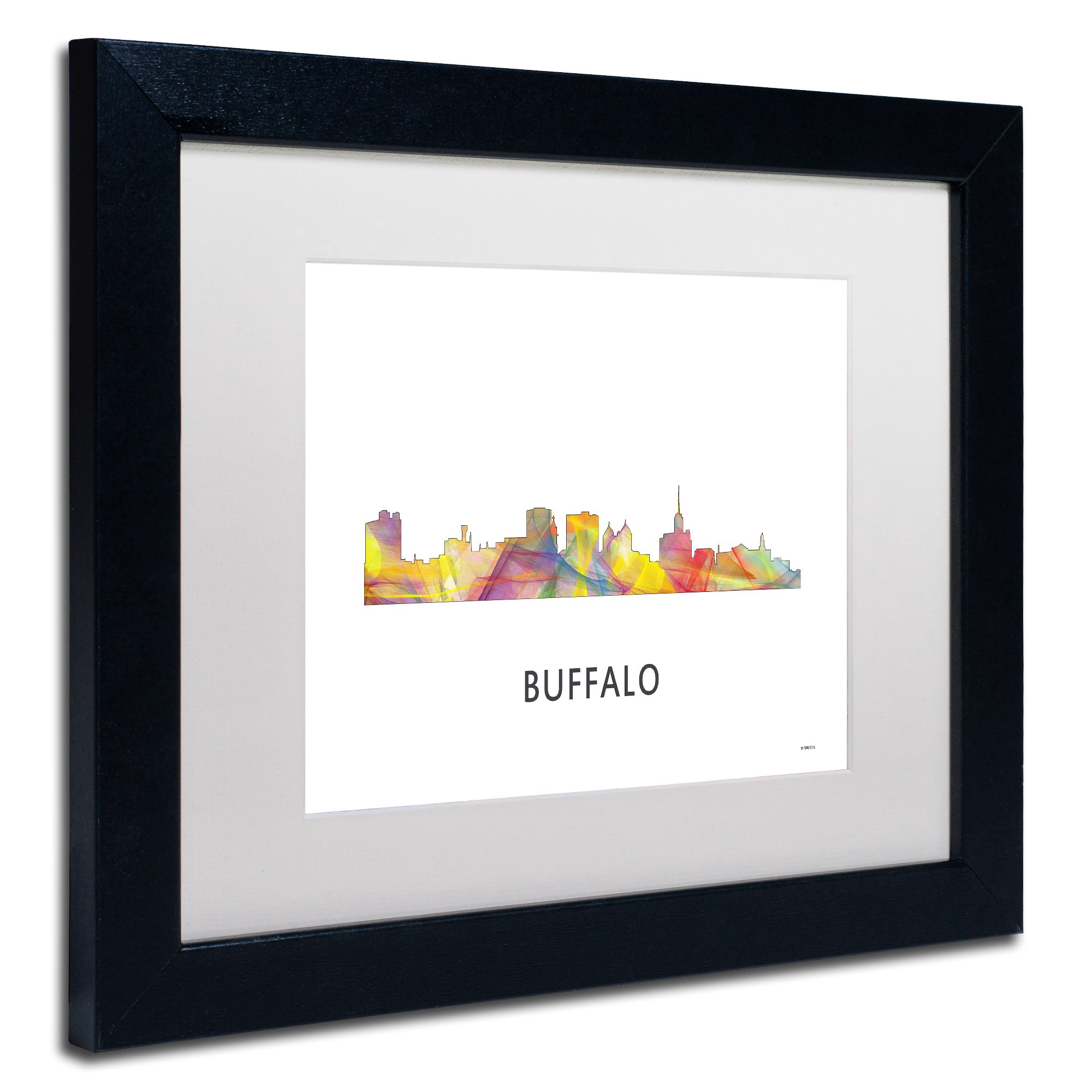 Trademark Fine Art 'Buffalo New York Skyline WB-1' Canvas Art by Marlene Watson, White Matte, Black Frame