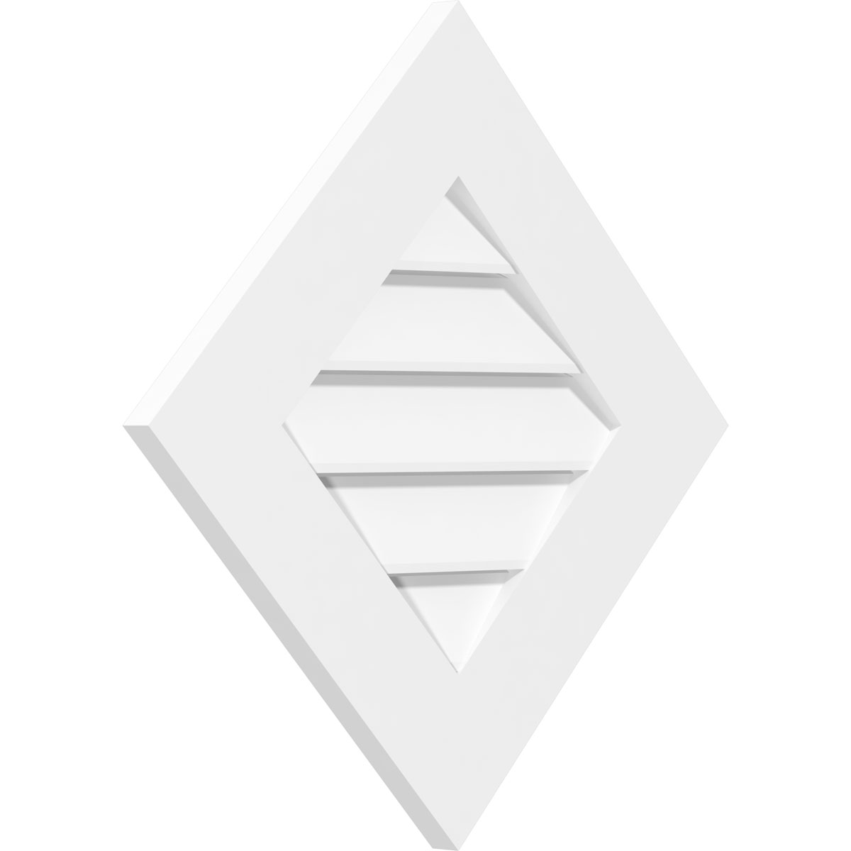 32"W x 32"H Diamond Surface Mount PVC Gable Vent: Functional, w/ 3-1/2"W x 1"P Standard Frame