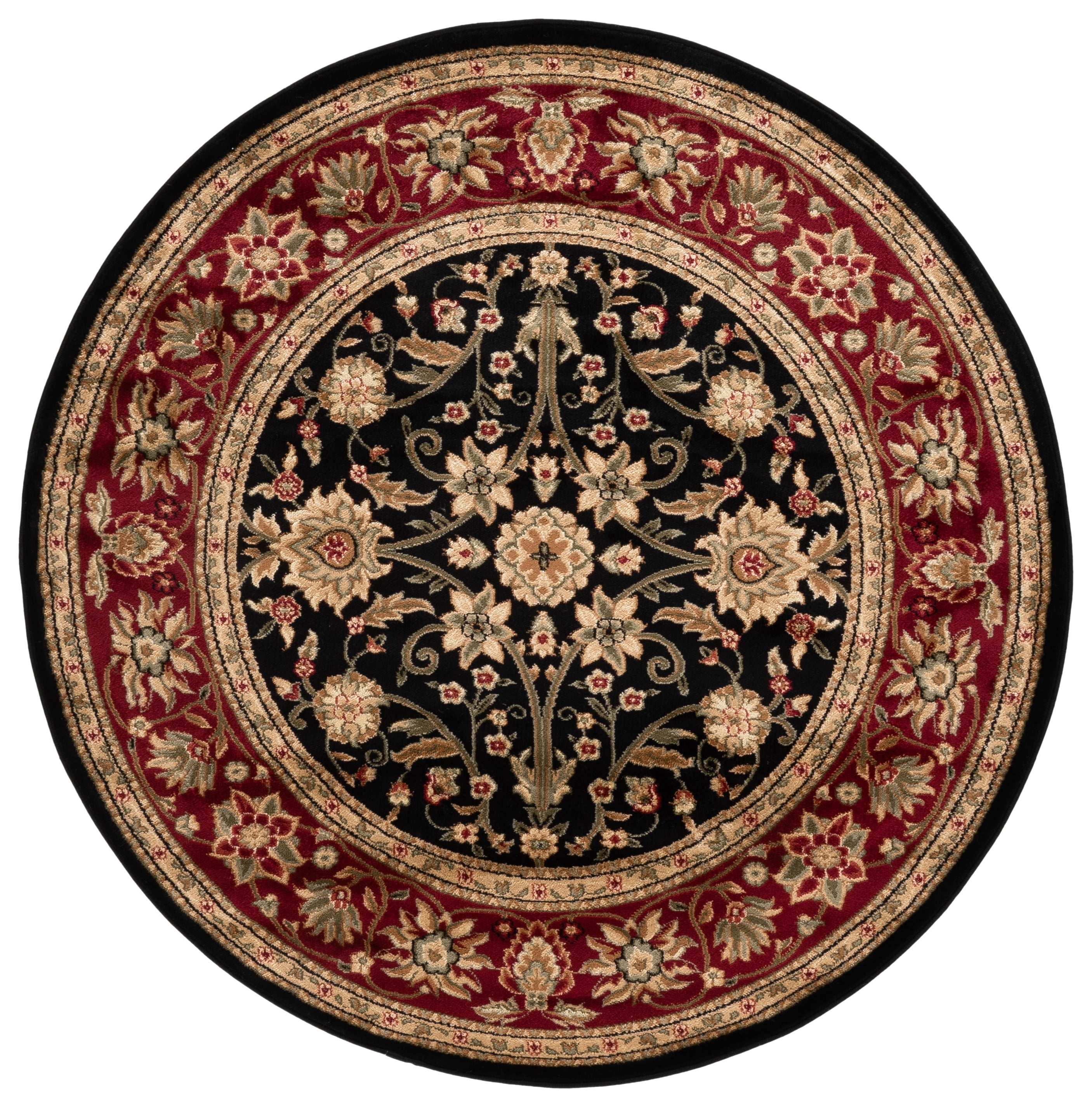 Safavieh Lyndhurst Victoria Floral Area Rug, Black/Red, 4' x 4' Round