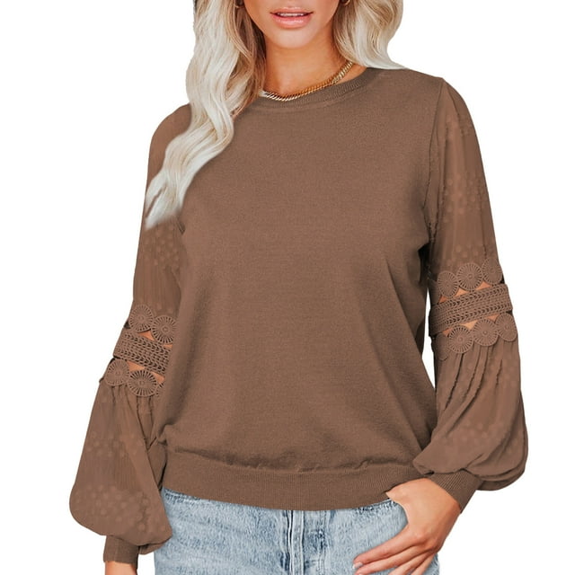 Jersey de manga larga para mujer,Camiseta de manga larga para mujer Top de manga larga para mujer Jersey de cuello redondo Top Rendimiento inigualable