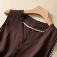 thumbnail image 6 of Lovskoo Women's Sleeveless Button Down Vest Casual V Neck Cotton Linen Blazer Jacket with Pockets Coffee, 6 of 7