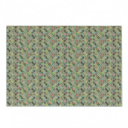 

Geometric Cutting Board Patchwork Art of Rhombus Shape Geometric Background with Pastel Colored Stripes Decorative Tempered Glass Cutting and Serving Board Small Size Multicolor by Ambesonne