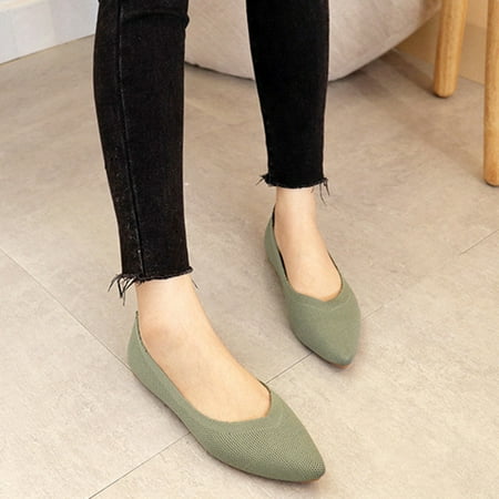 

Women Classic Pointy Toe Ballet Flat Shoes Single Shoes Casual Shallow Mouth Flat Shoes for Spring 35 Light Green