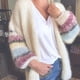 thumbnail image 1 of Mujeres moda casual cálido sólido patchwork color raya abrigo prendas de vestir exteriores suéter cardigan de punto Fridja po4137, 1 of 4