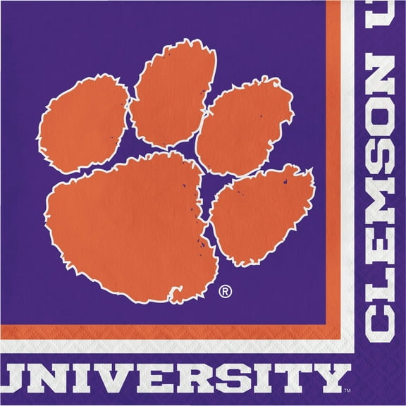Clemson University Paper Lunch Napkins 20 Count for 10 Guests