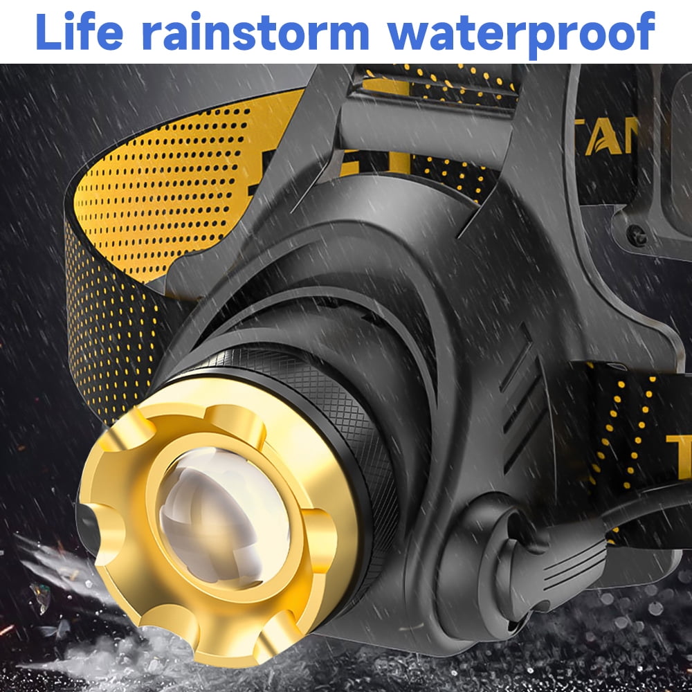 LED Headlamp Rechargeable,DFITO Super Bright Rechargeable Waterproof Zoom Head Lamp, Waterproof Headlight