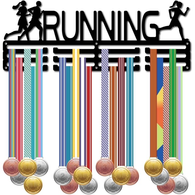 Soporte para medallas de carrera, soporte para colgar medallas, soporte para colgar en la pared para medallas deportivas, marco para más de 50 medallas, estante de metal negro para medallas para