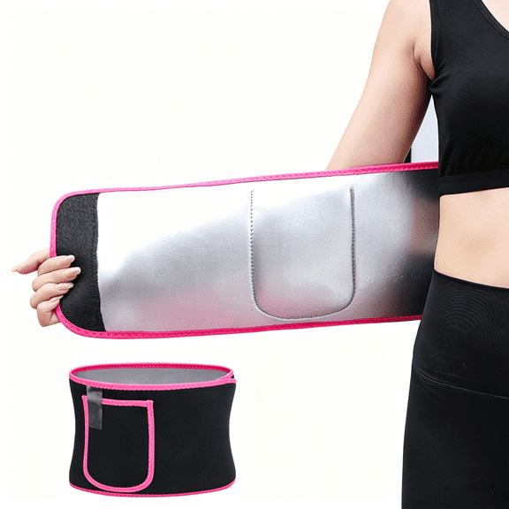 Waist Trimmer Belt Body Shaper Weight Loss Girdle Waist Trainer w/ Phone Pocket Pink-Black-Silver